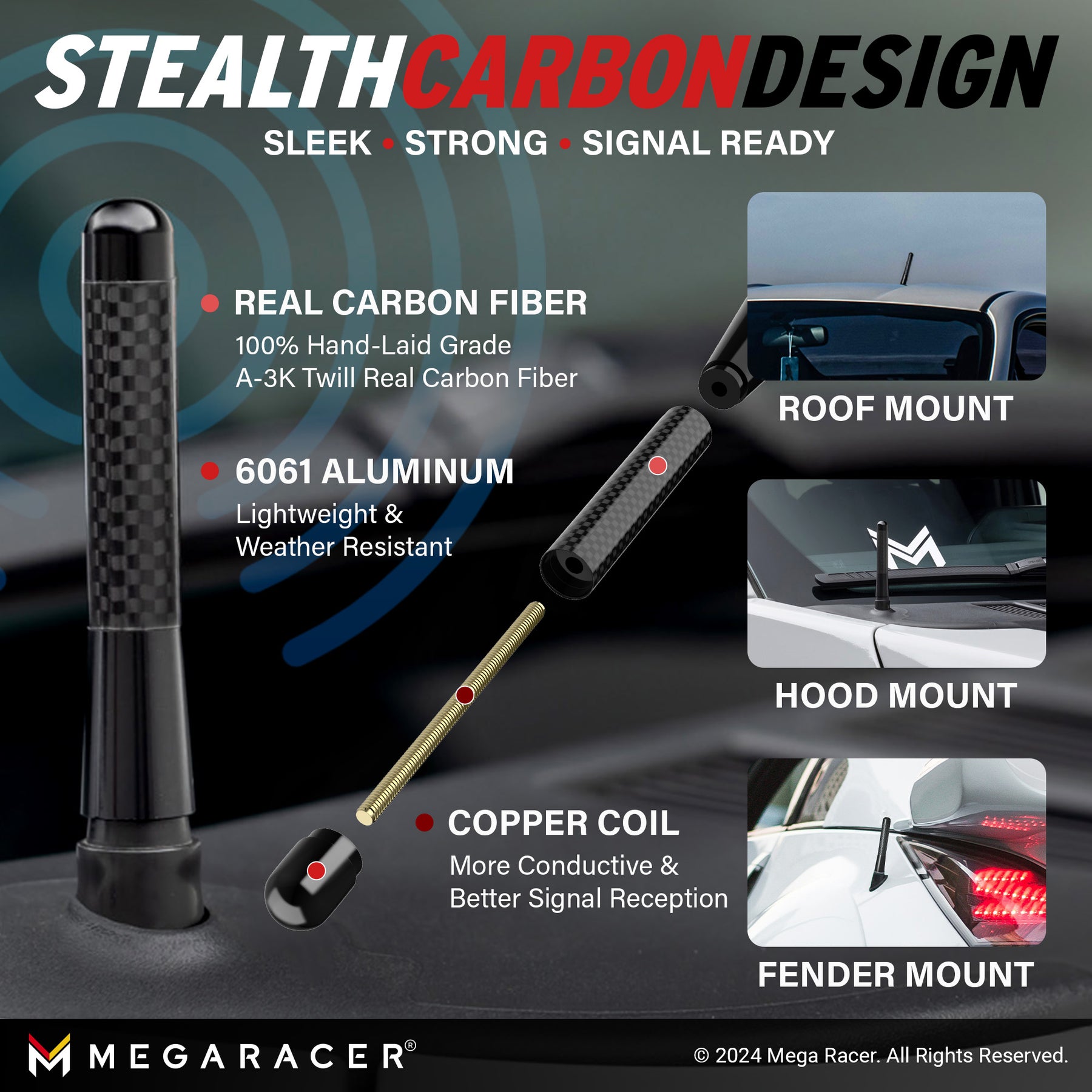 3" Carbon Fiber Antenna