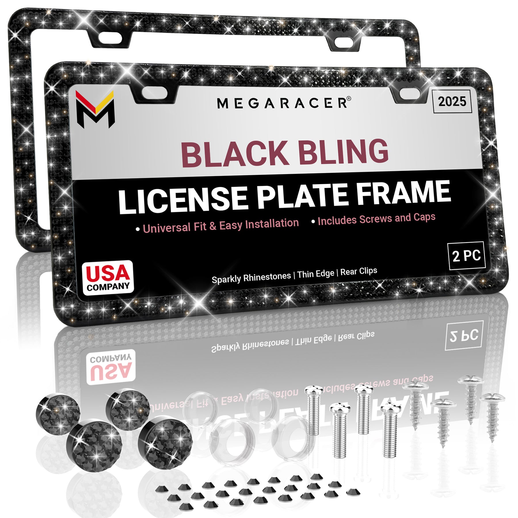 Black Bling License Plate Frame