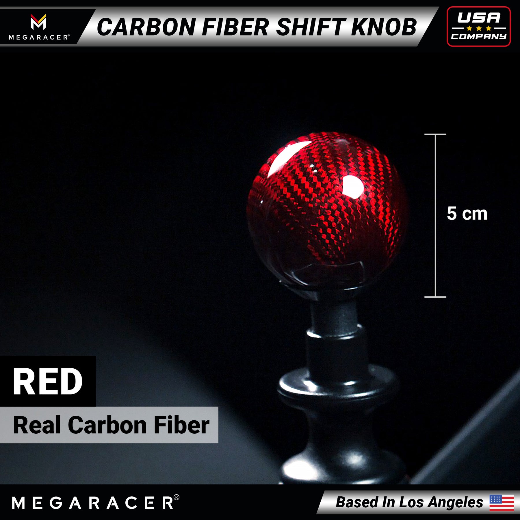 100% Carbon Fiber Round Shift Knob