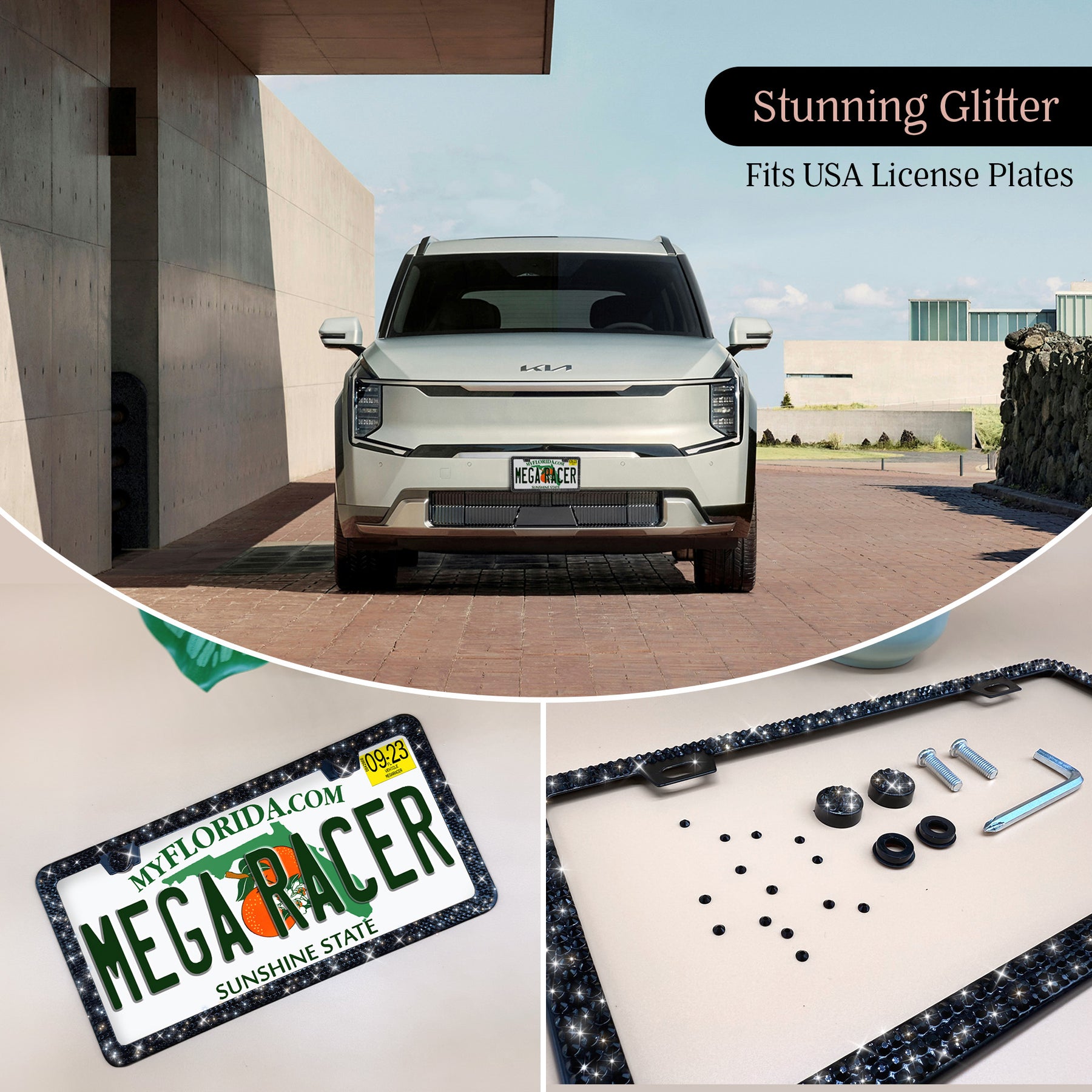 Black Bling License Plate Frame