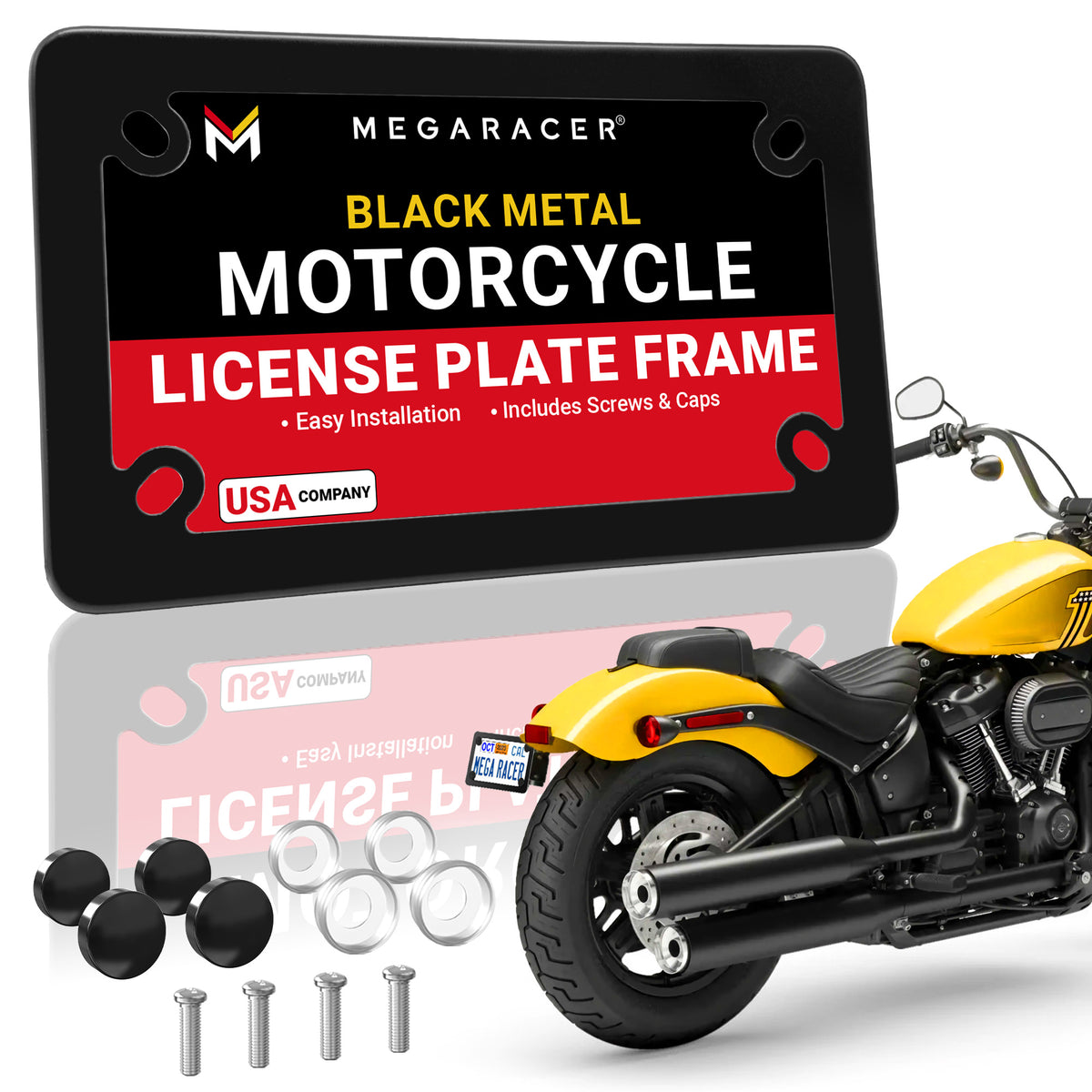 Black Motorcycle License Plate Frame, 1 Piece
