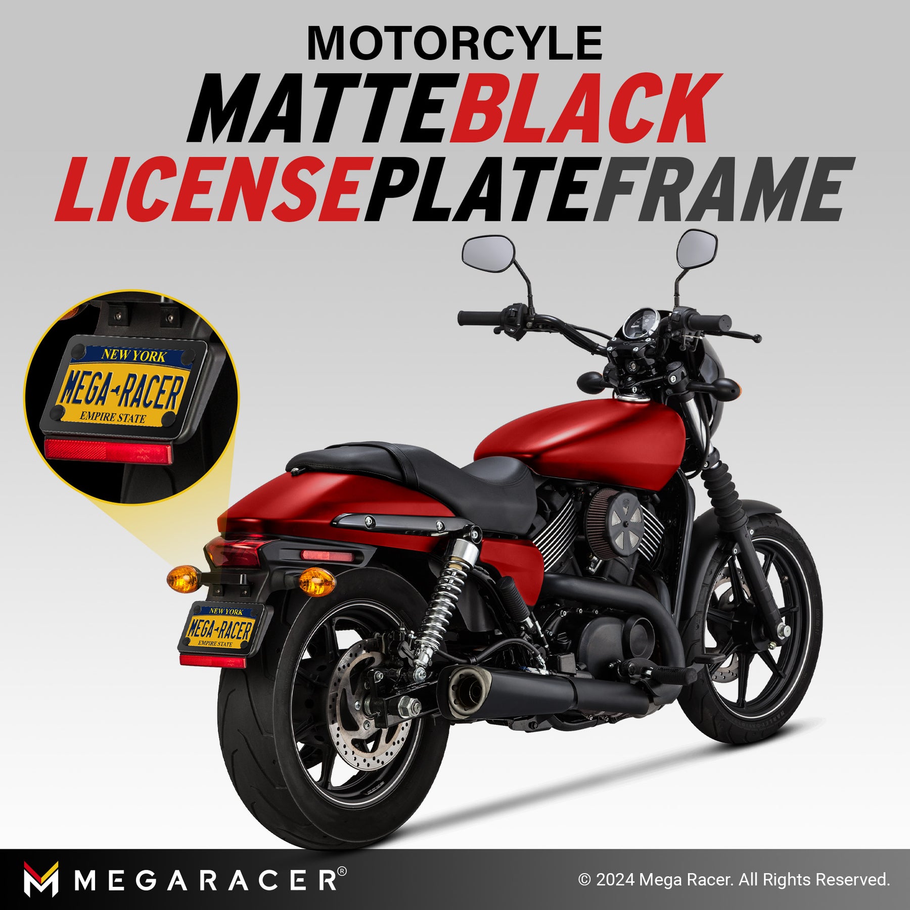 Black Motorcycle License Plate Frame, 1 Piece