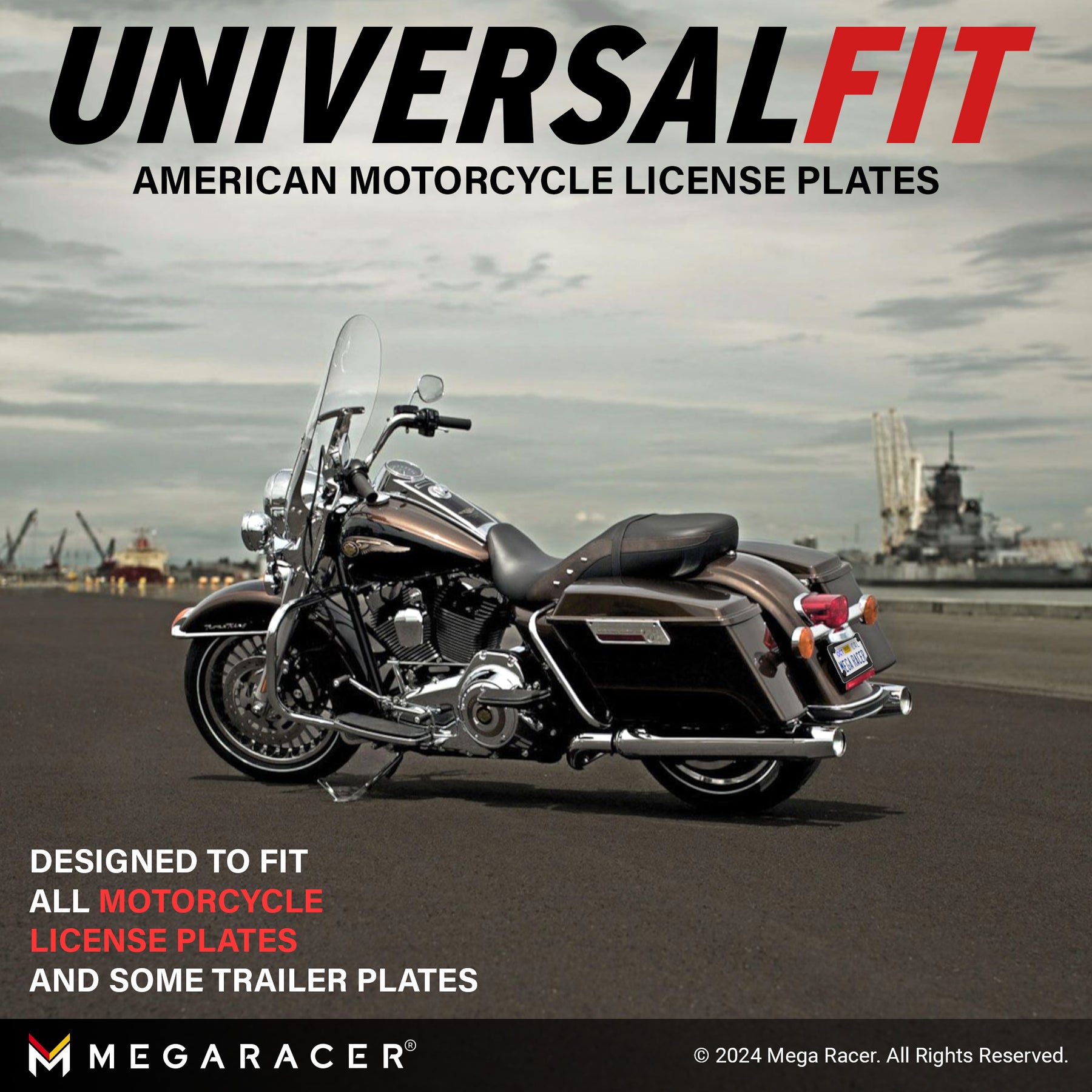 Black Motorcycle License Plate Frame, 1 Piece