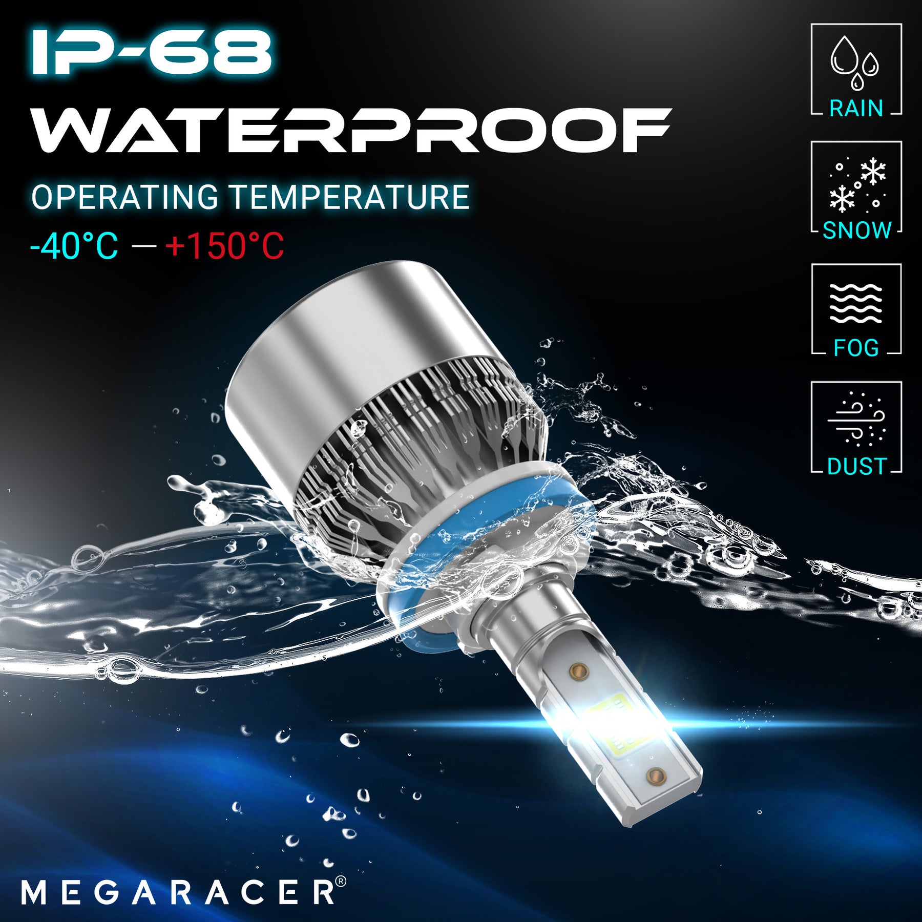 H11 6000K Diamond White, LED Fog Lamp Bulb Replacement, Front Fog Light Only, Plug and Play, Pack of 2
