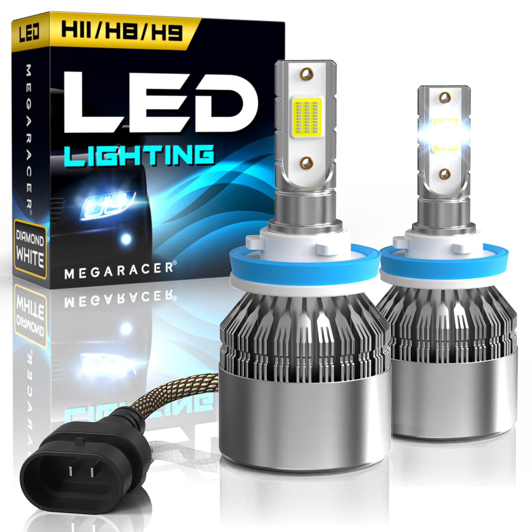 H11 6000K Diamond White, LED Fog Lamp Bulb Replacement, Front Fog Light Only, Plug and Play, Pack of 2