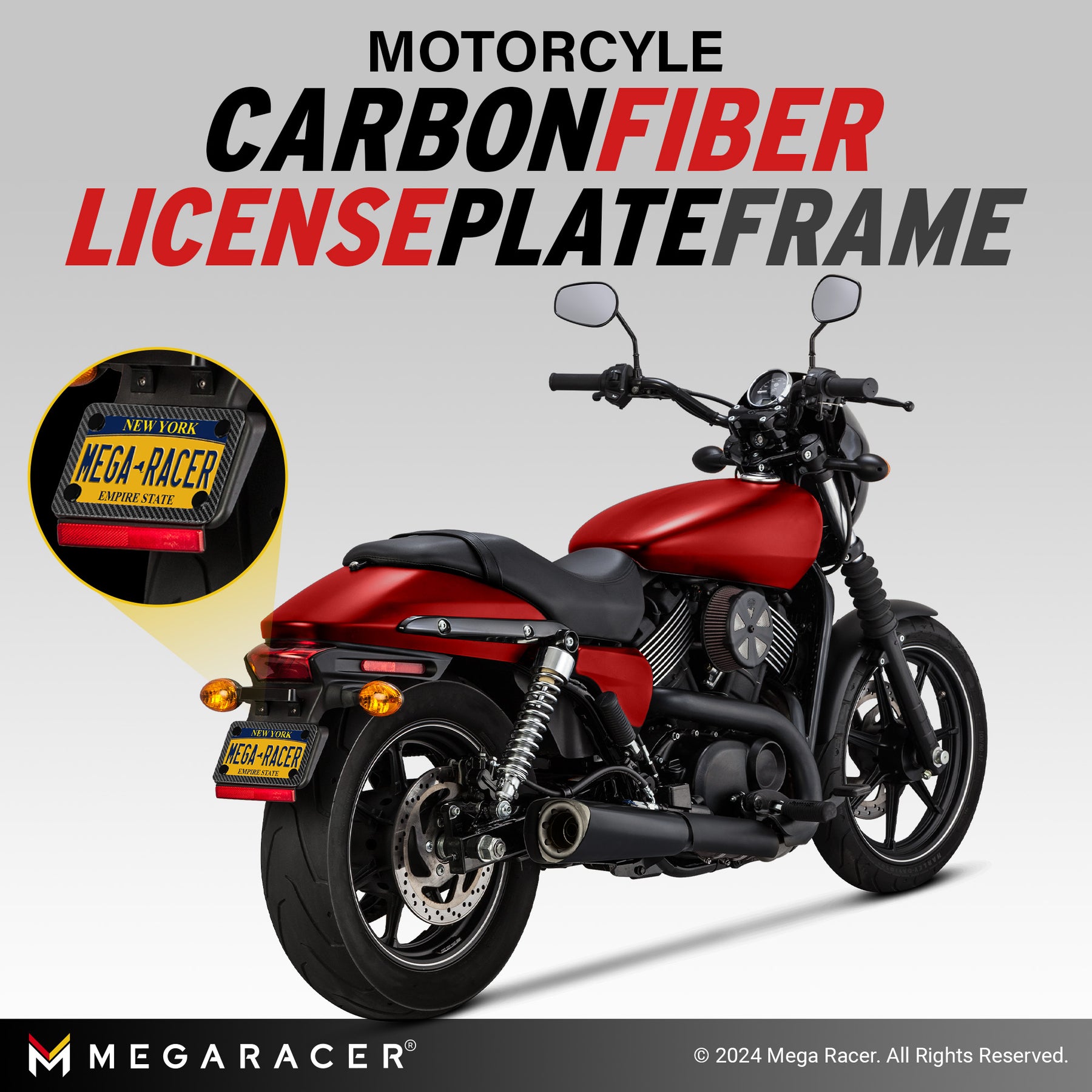 Carbon Fiber Motorcycle License Plate Frame, 1 Piece