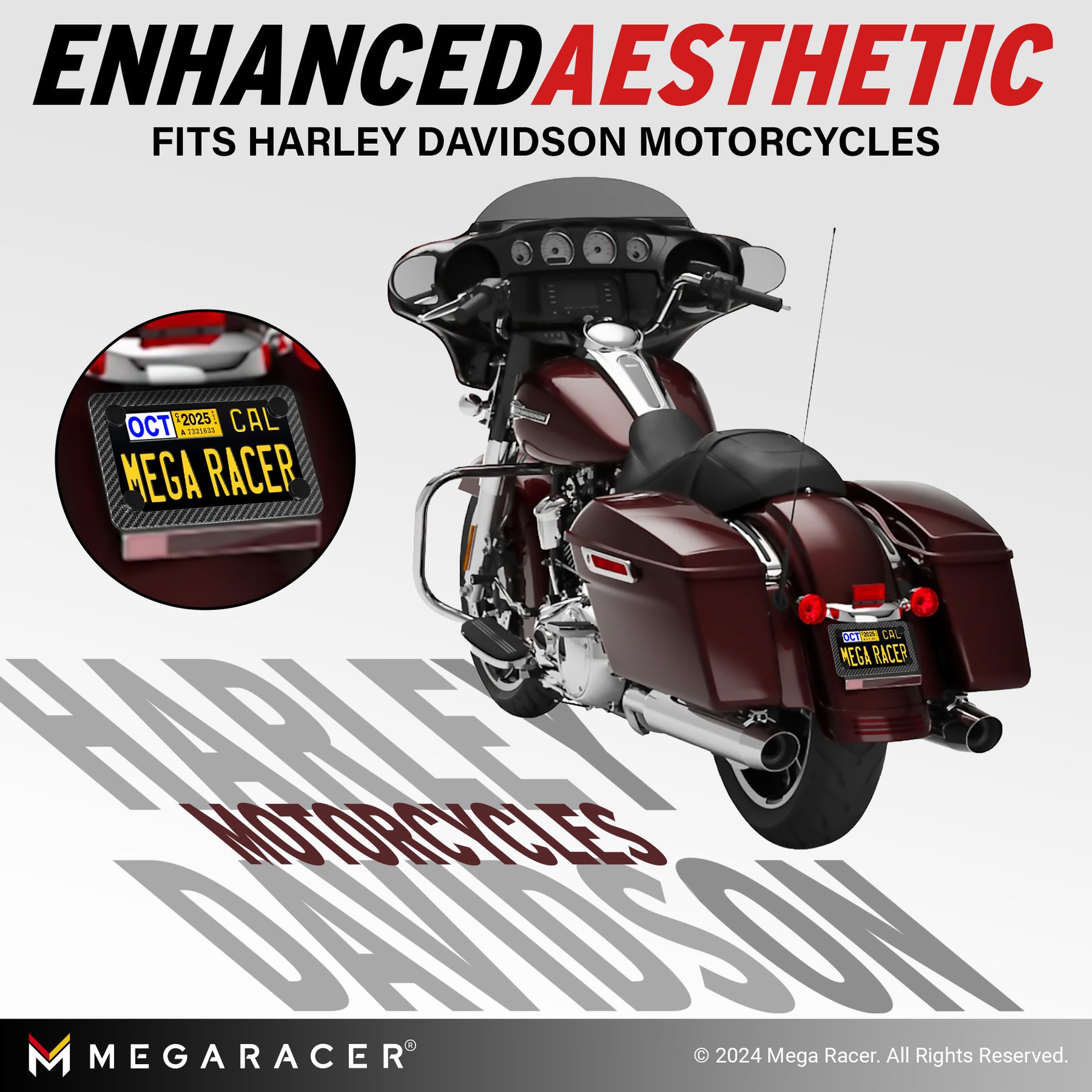 Carbon Fiber Motorcycle License Plate Frame, 1 Piece