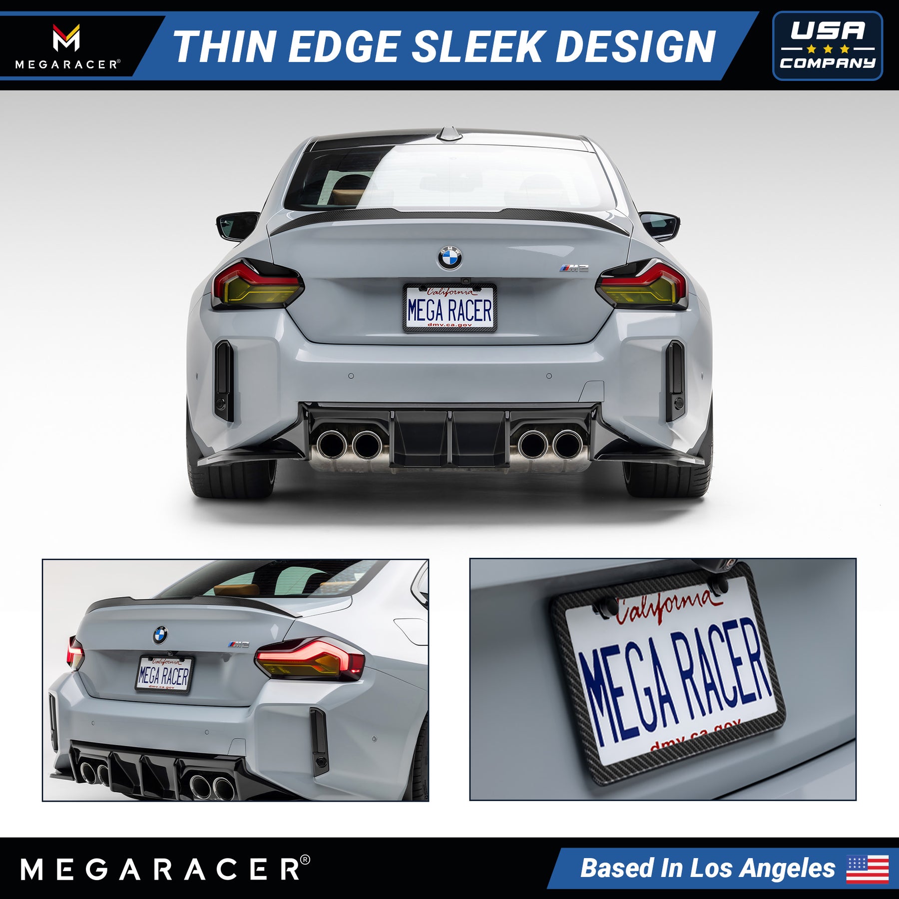 Carbon Fiber Design Slimline License Plate Frame