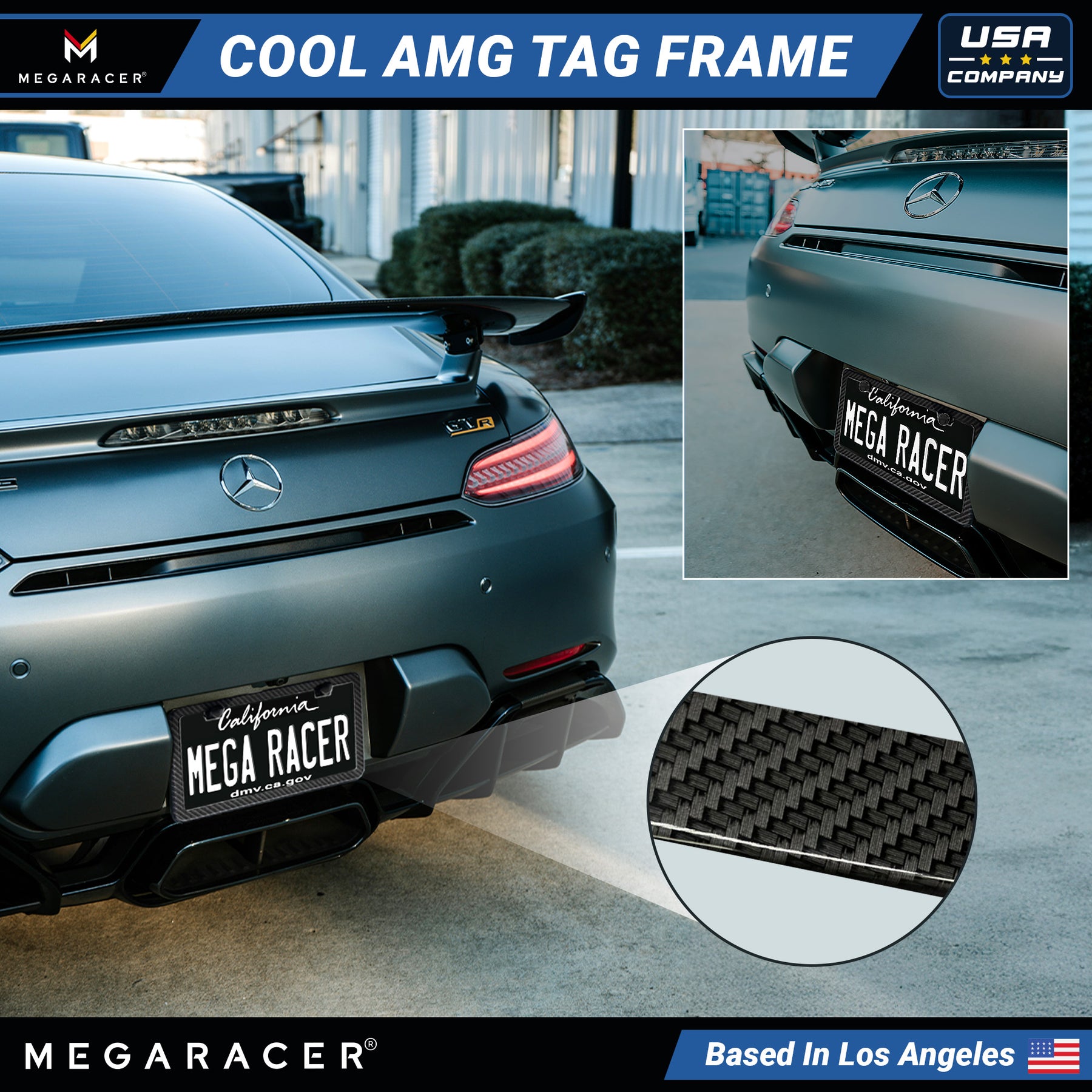 Carbon Fiber Design Slimline License Plate Frame