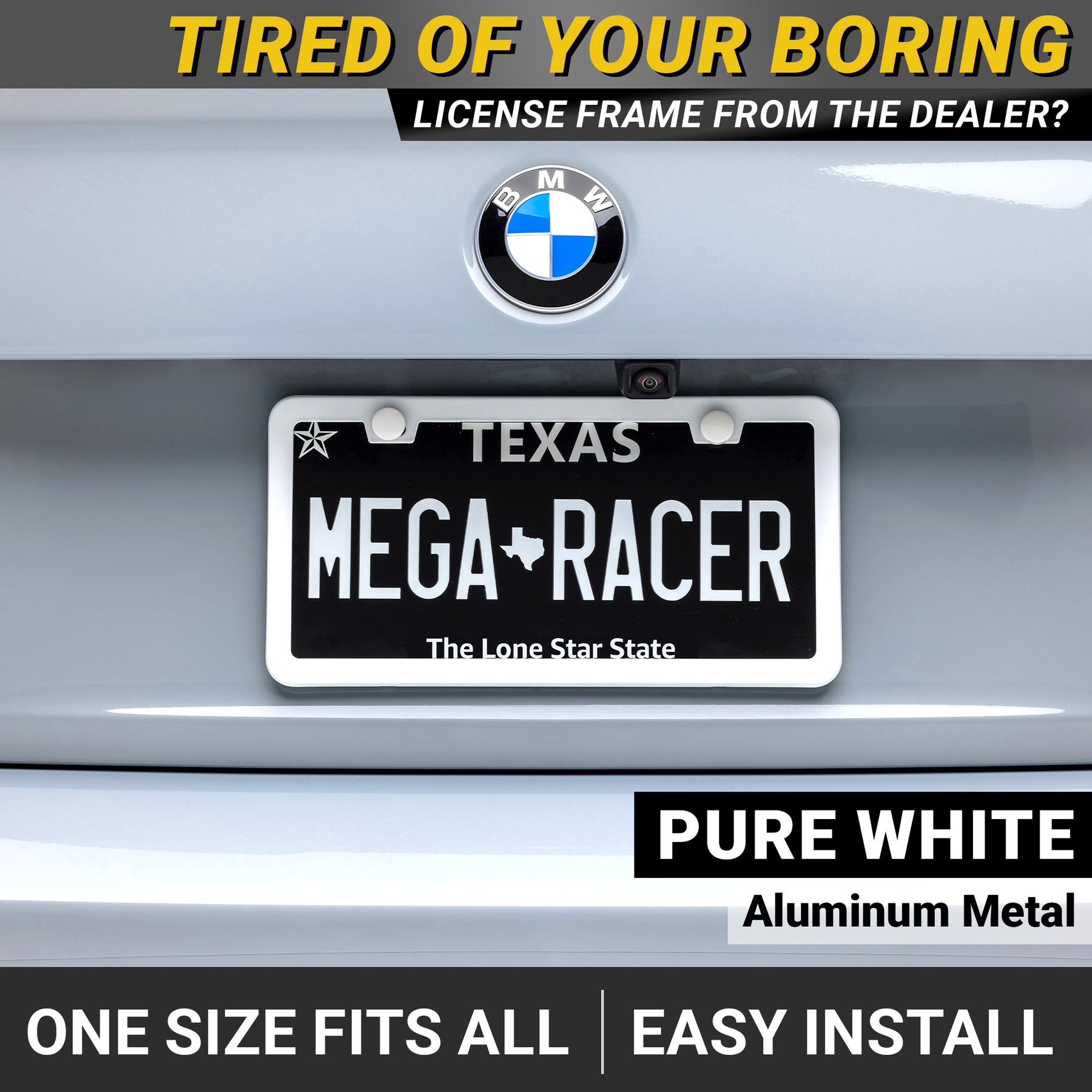 White License Plate Frame