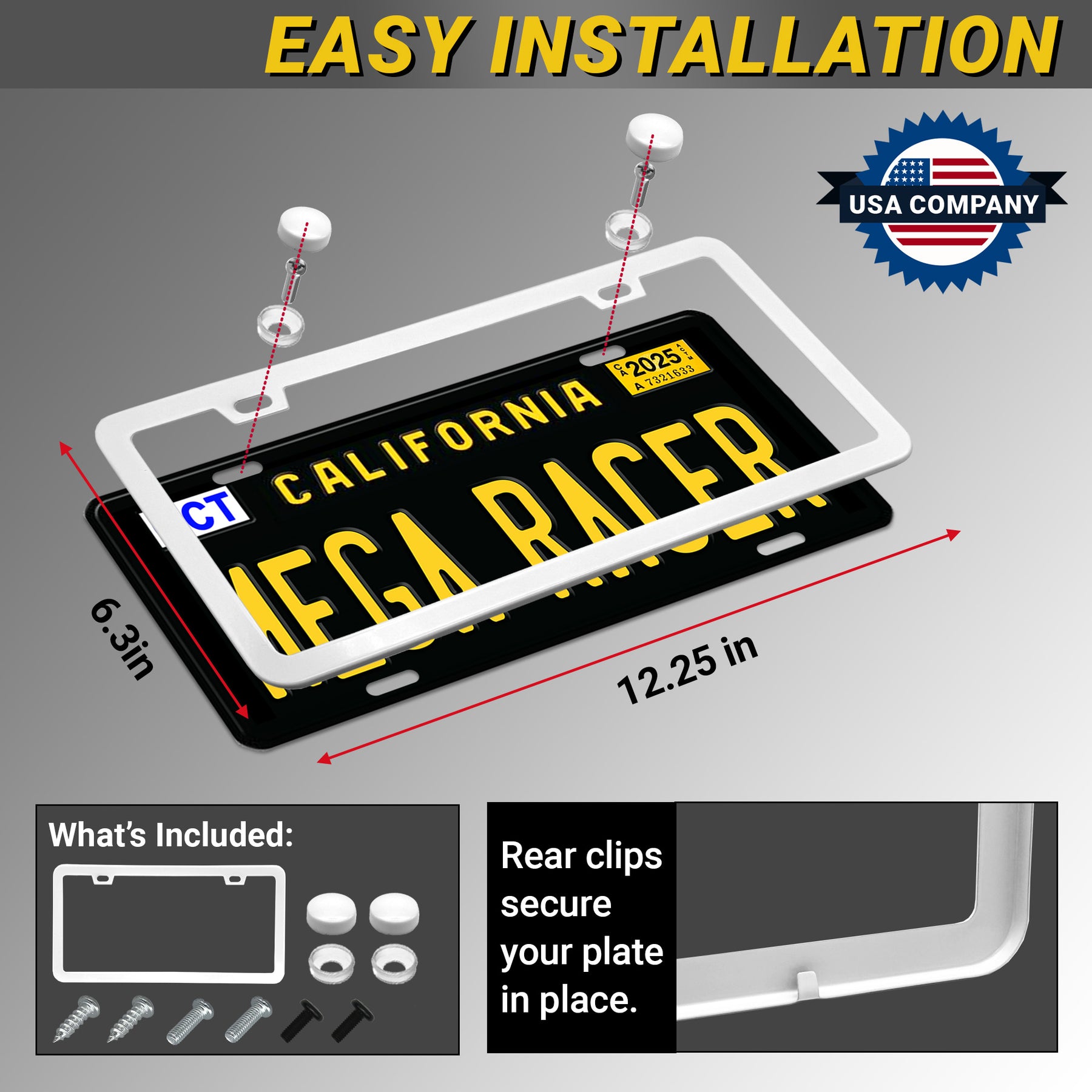 White License Plate Frame