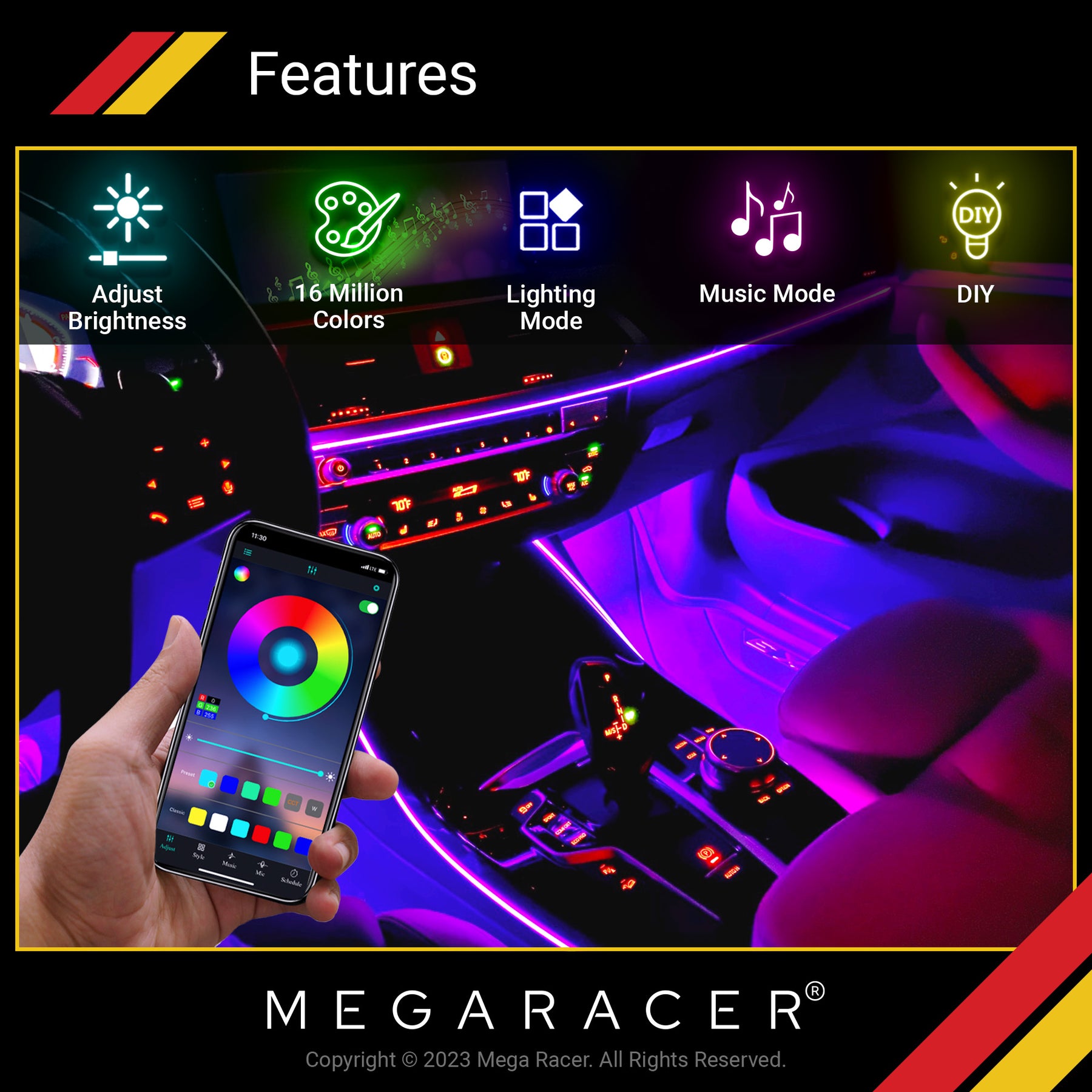 RGB underglow led lights for car led lights interior ambient lighting