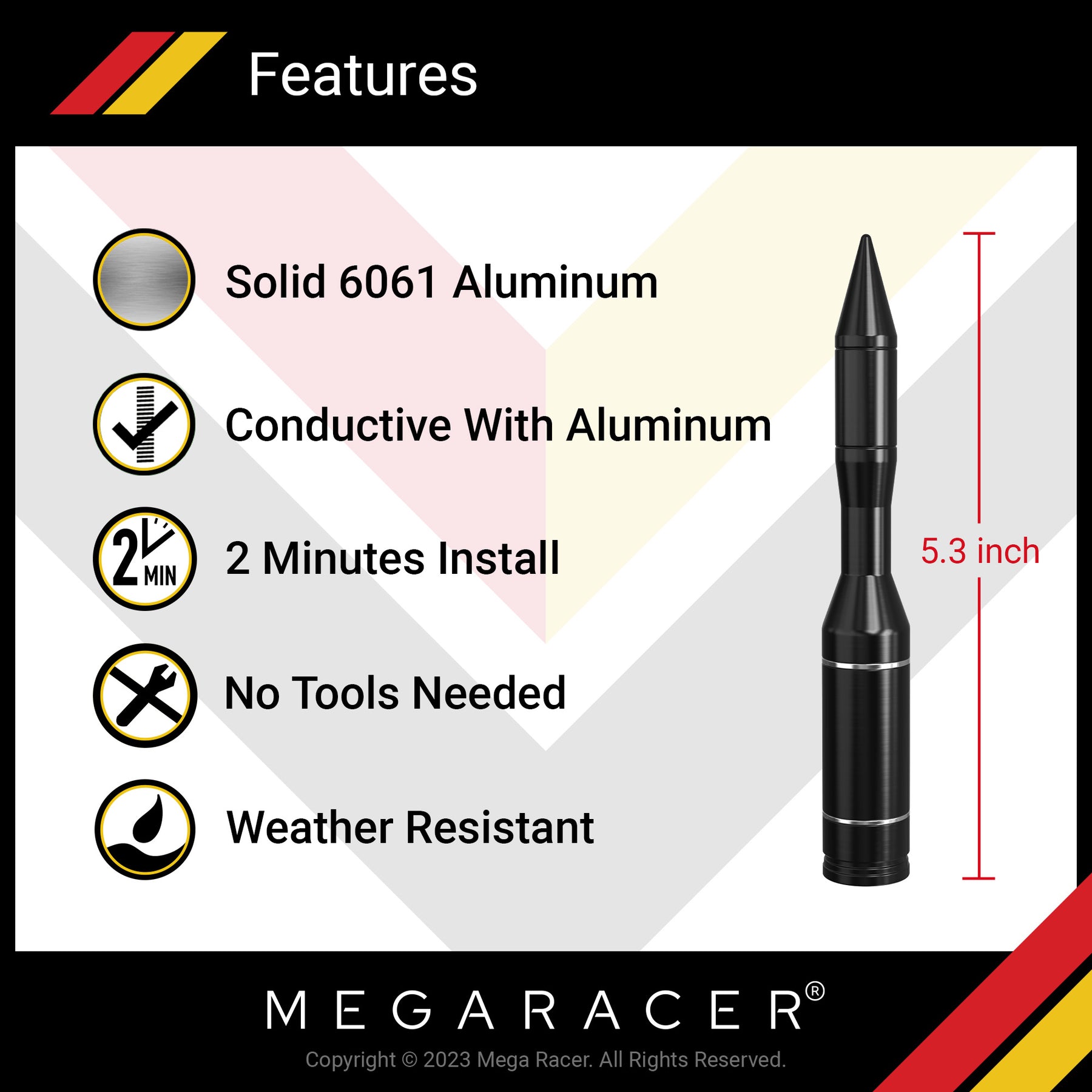 rocket shape car antenna for truck replacement stubby short mast radio silverado sierra f150 antennas accessories