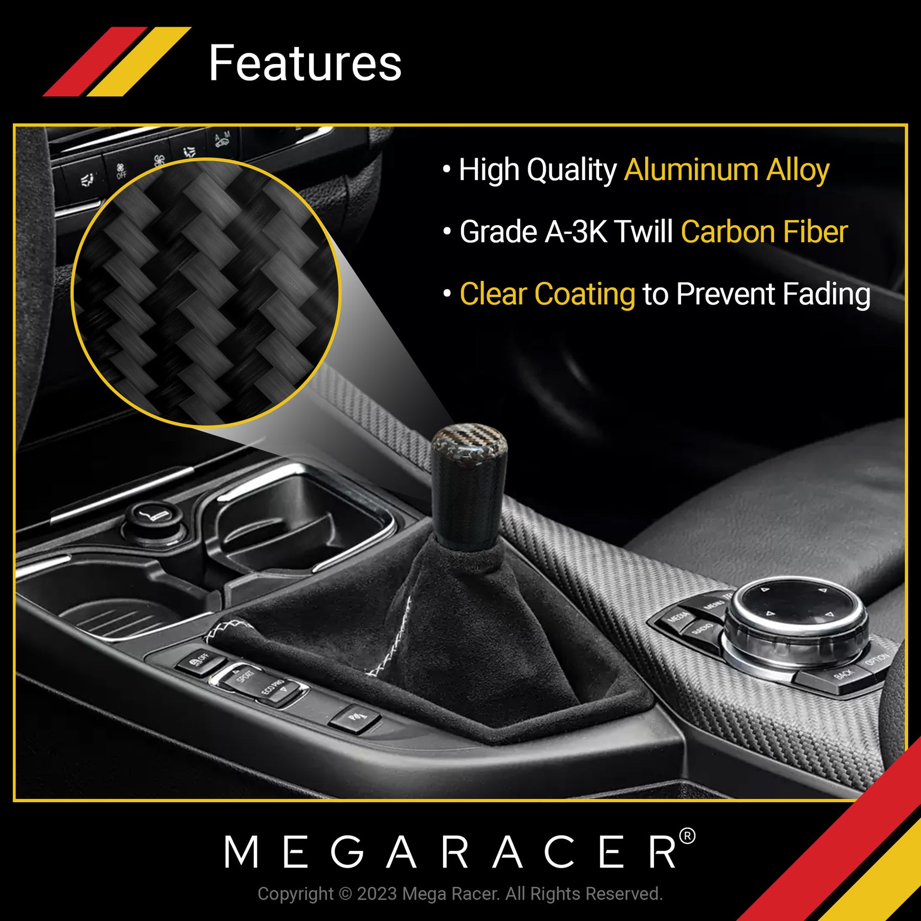 100% Full Carbon Fiber Shift Knob