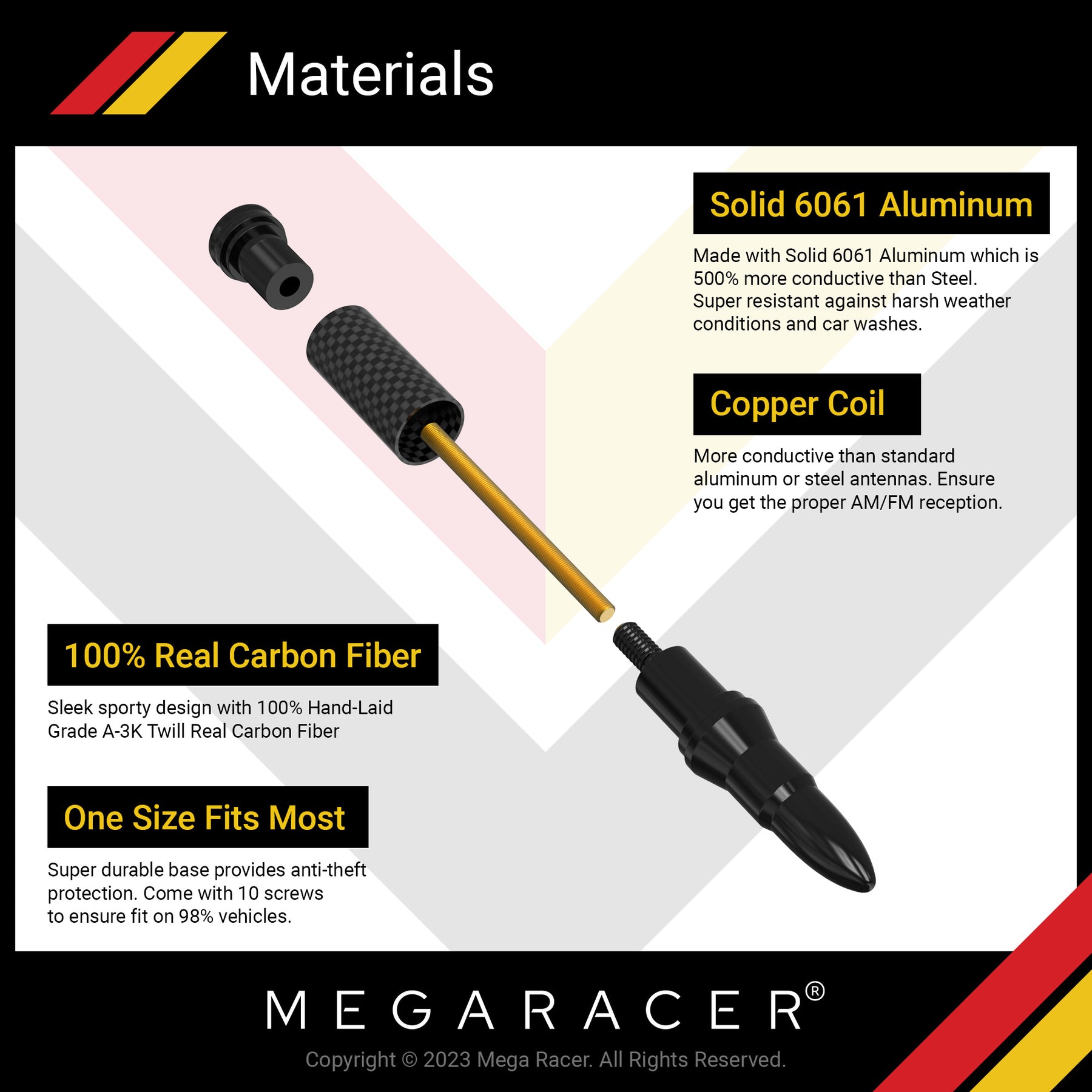 3.7" 338cal bullet antenna carbon fiber and aluminum antenna for cars truck replacement antenna stubby short mast radio silverado sierra f150 antennas accessories