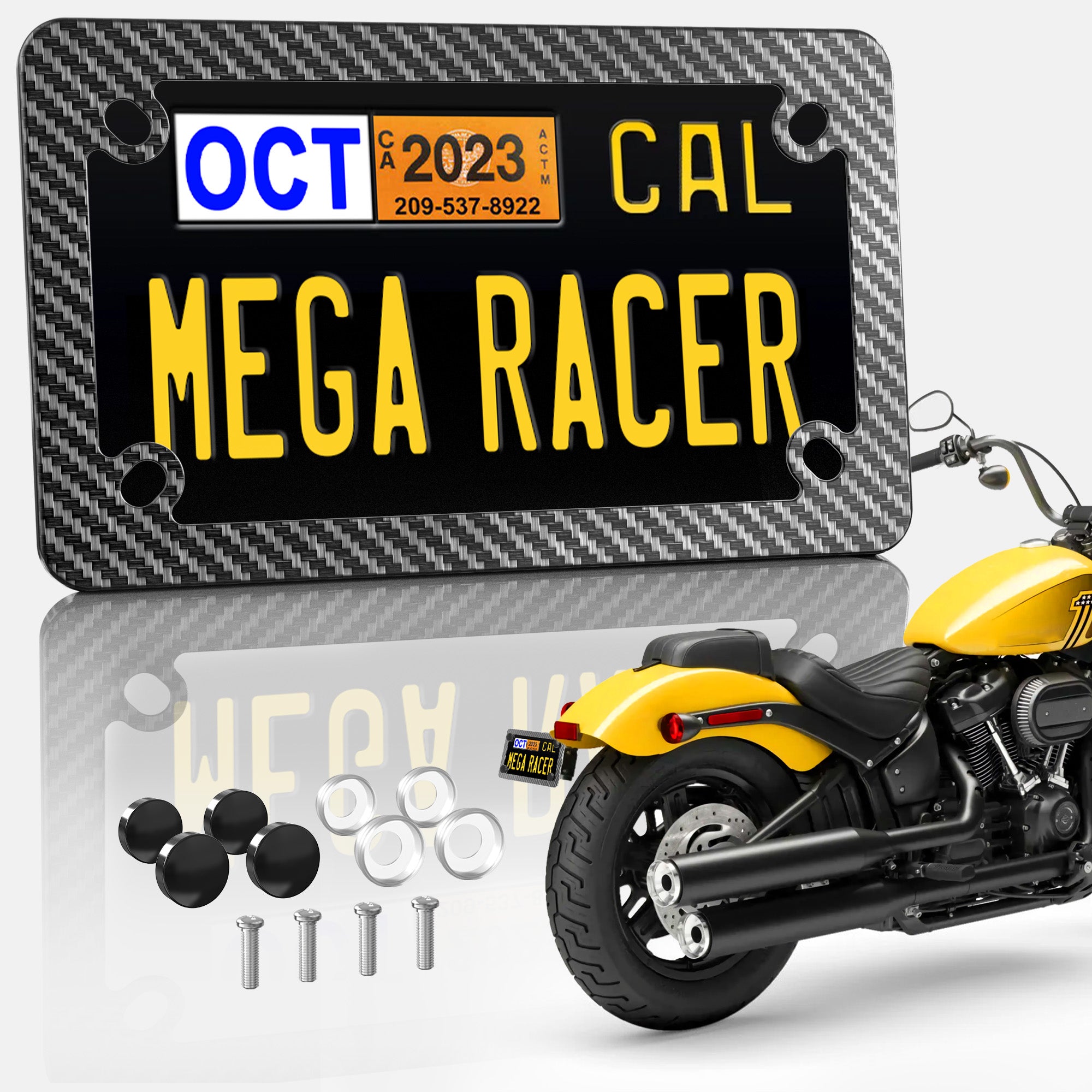 Carbon Fiber Motorcycle License Plate Frame, 1 Piece