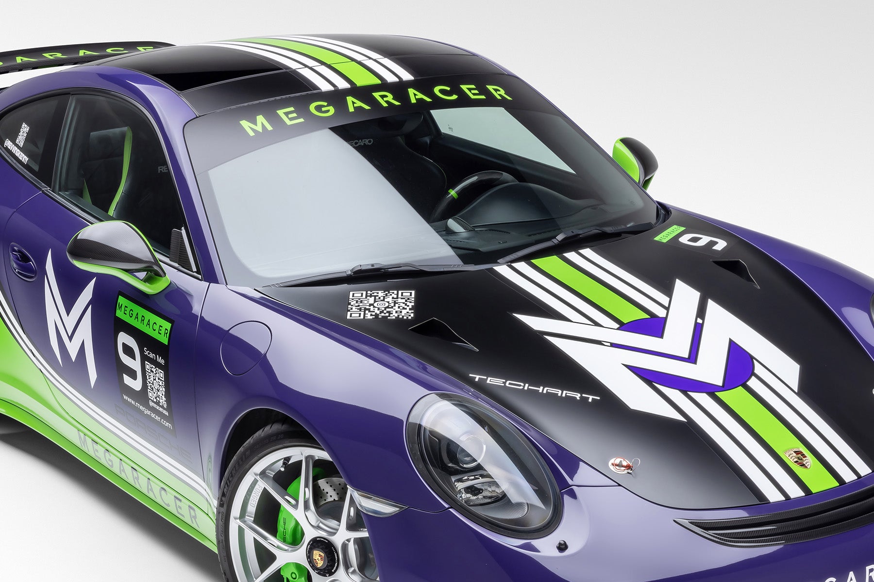 mega racer carbon fiber wiper blades on Porsche 911 GTS Carrera, techart, BBS, PFS, Rennline