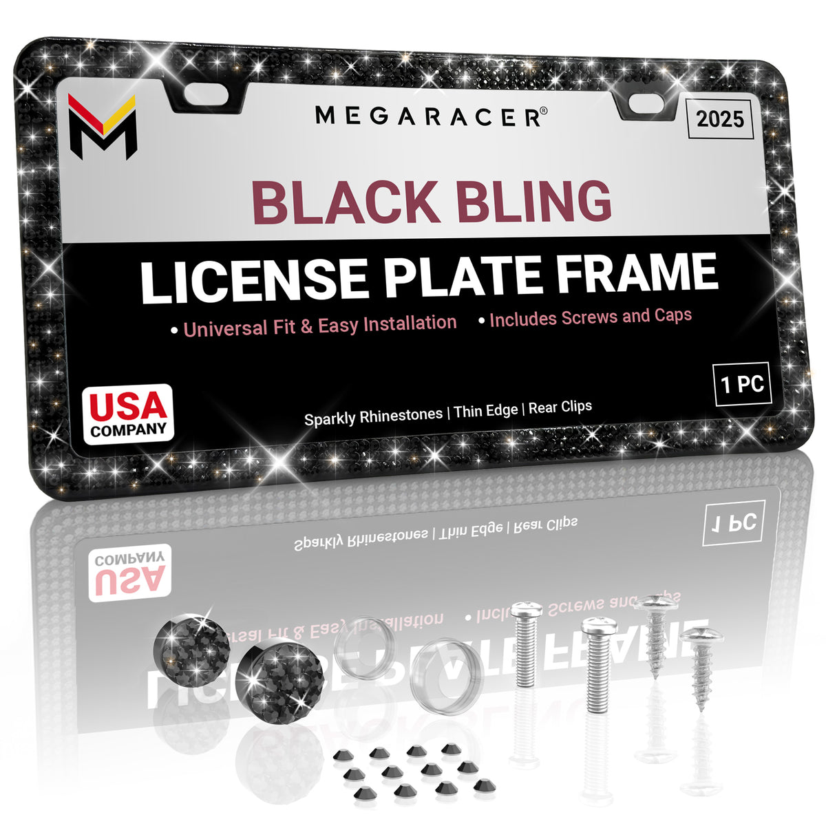 Black Bling License Plate Frame
