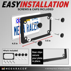 Black Motorcycle License Plate Frame, 1 Piece