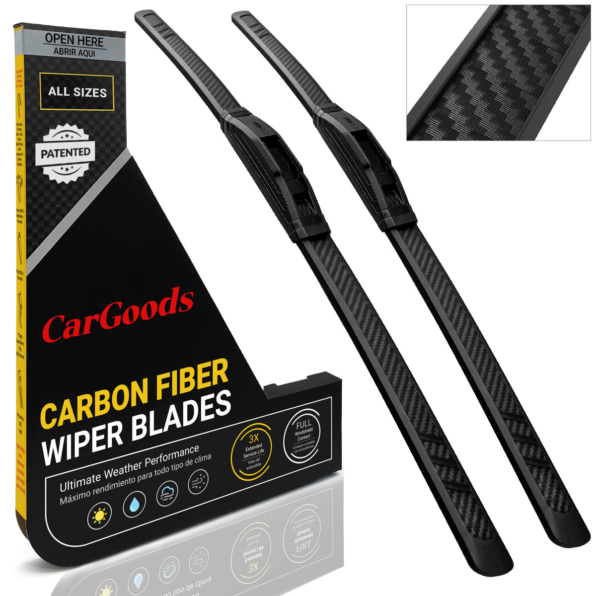 CarGoods Carbon Fiber Windshield Wiper Blades