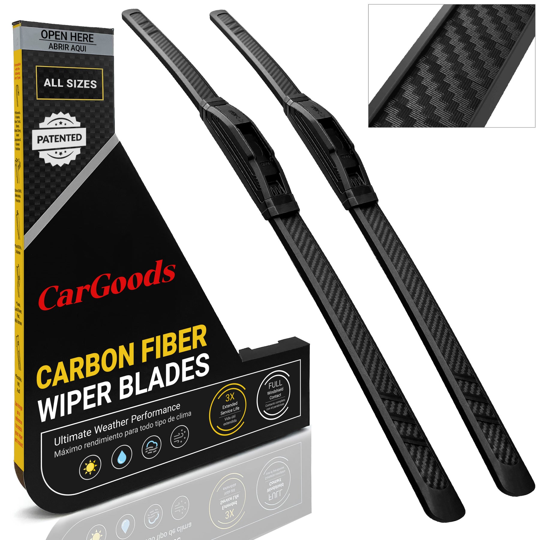 CarGoods Carbon Fiber Windshield Wiper Blades