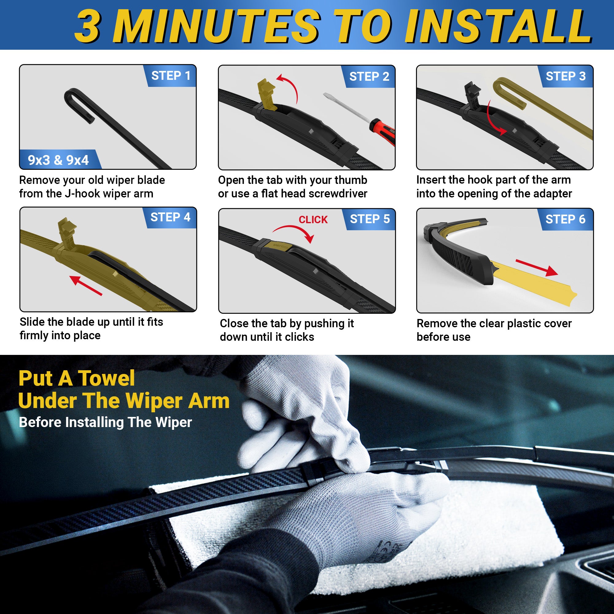CarGoods Carbon Fiber Windshield Wiper Blades