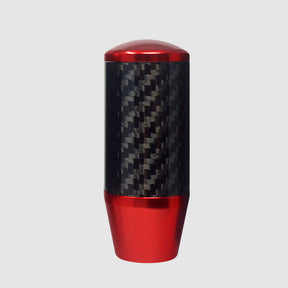 Universal 100% Real Carbon Fiber Manual Gear Shift Knob – Red & Black, With Adapters