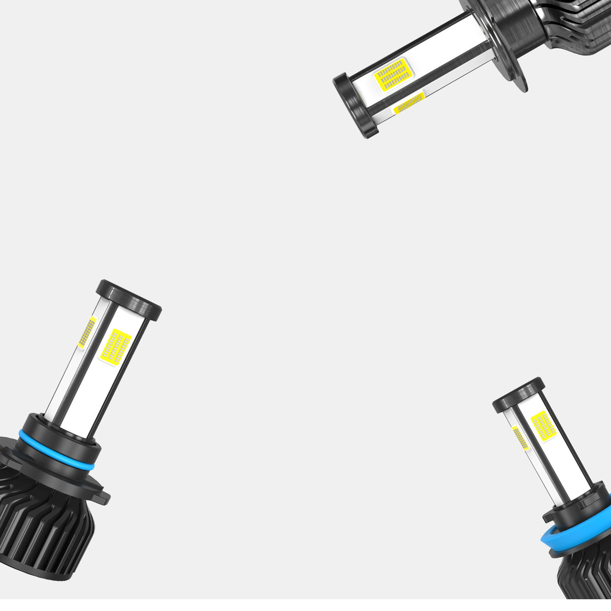 Mega racer 4-sided short-based automotive LED headlight bulbs halogen replacement bulbs 6000K 