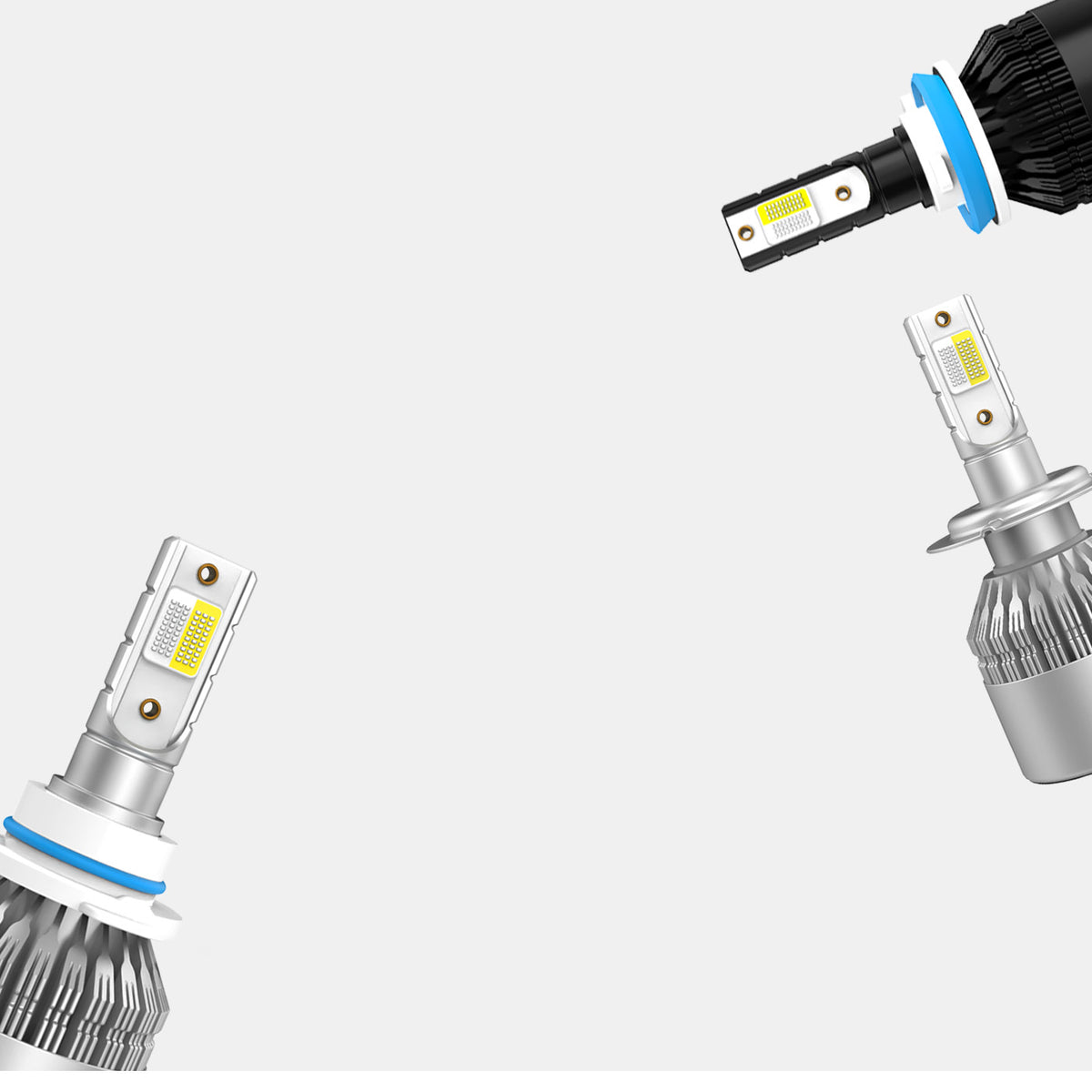 3 color changing automotive LED headlight bulbs halogen replacement bulbs 6000K, 8000K, 10000K car headlamp halogen replacement bulbs automotive