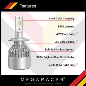 c6s color changing led headlight bulbs automotive headlight headlamp halogen replacement H7